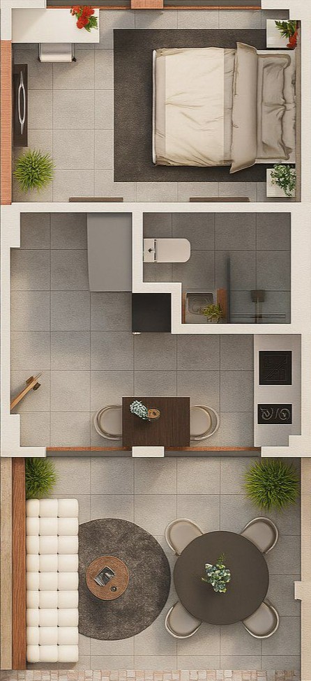 27 square meter studio floor plan
